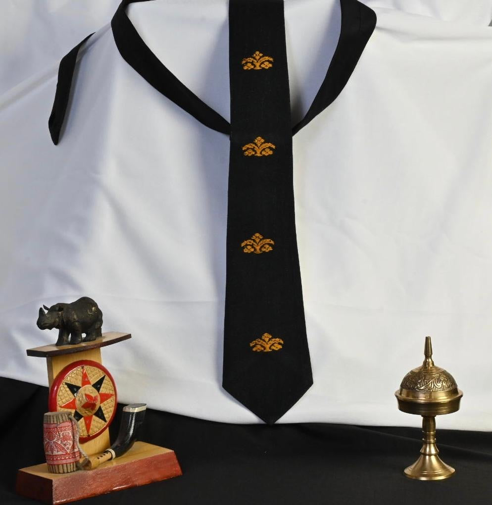 Men's Tie with Traditional Assamese Gos Buta Design